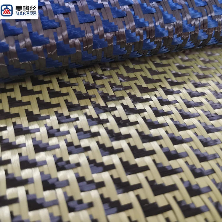 3K 280g Airplane Pattern Aramid Hybrid Carbon Fiber Fabric Cloth blue/red/yellow - Image 5