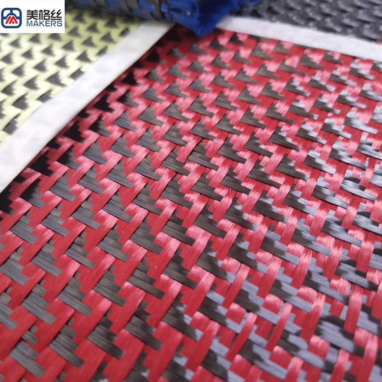 3K 280g Airplane Pattern Aramid Hybrid Carbon Fiber Fabric Cloth blue/red/yellow - Image 6